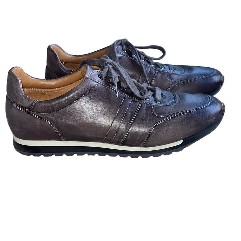 Magnanni Ibiza Low Top Stylish Gray Leather Sneakers Shoes. Size 10.
